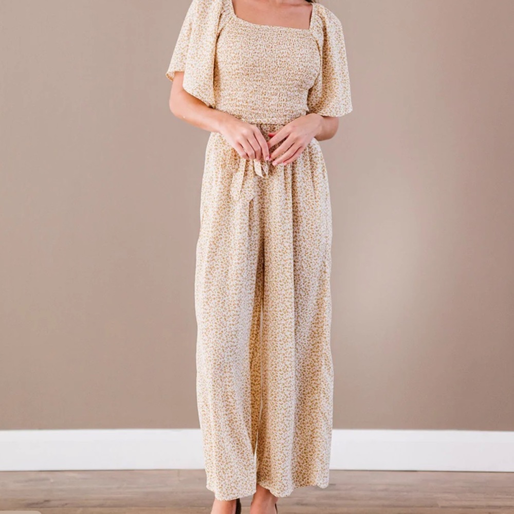 Kelci Jumpsuit in Cream by Fehrnvi